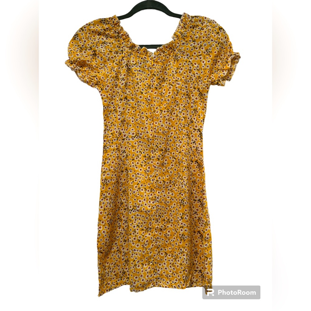 Princess polly summer yellow Floral Casia Mini Dress, Puff Sleeves dress US 0 - Picture 4 of 9